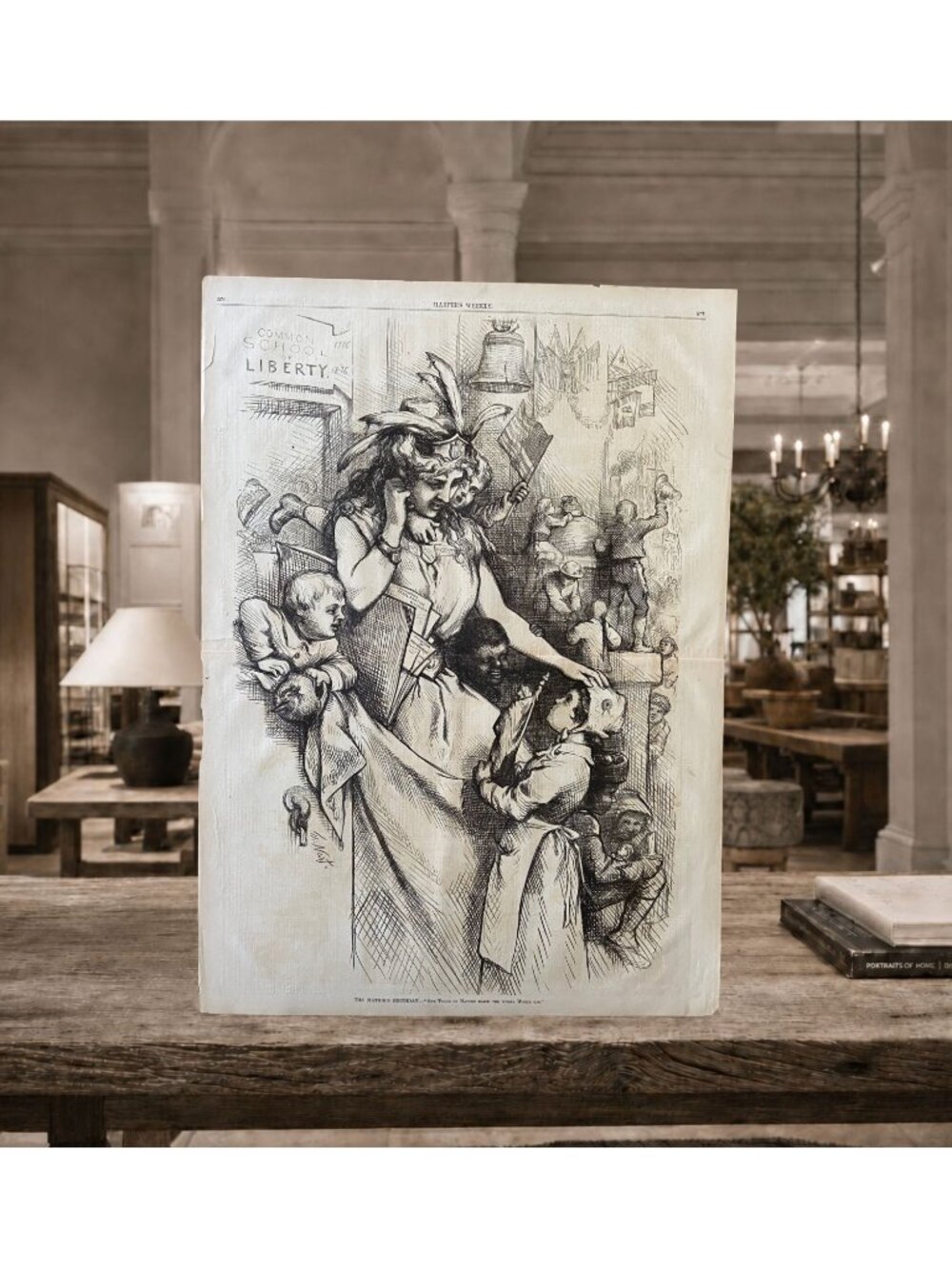 1876 Thomas Nast The Nation’s Birthday Centennial Harper’s Weekly Double Page